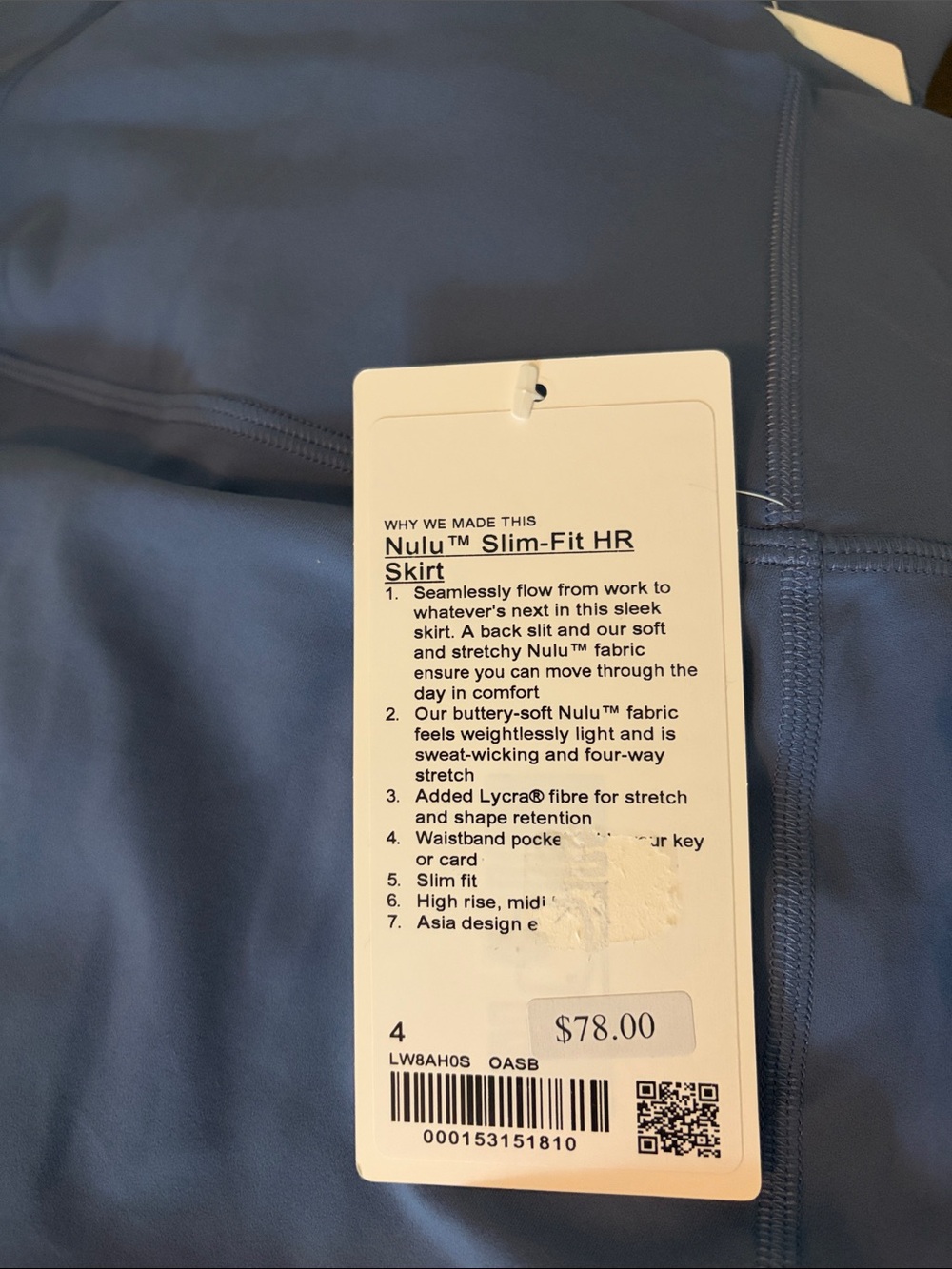 Lululemon Nulu Slim Fit Oasis Blue Skirt NWT Sz 4 - Picture 10 of 11